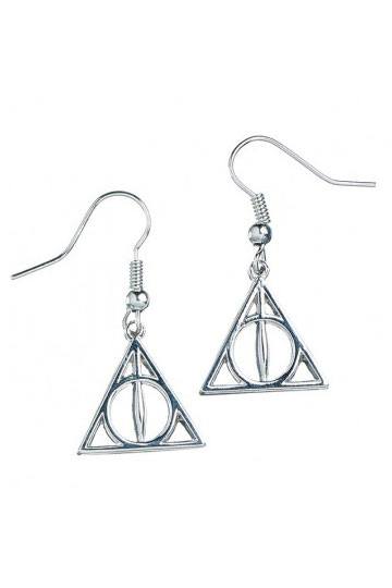 Harry Potter Boucles D Oreille Plaquees Argent Deathly Hallows