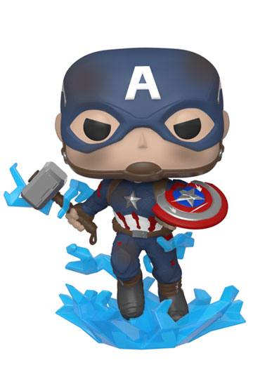 Avengers: Endgame POP! Movies Vinyl Figur Captain America w/Broken Shield &  Mjölnir 9 cm