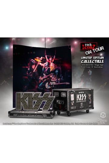 Kiss Rock Ikonz On Tour Road Case Statue + Stage Backdrop Set