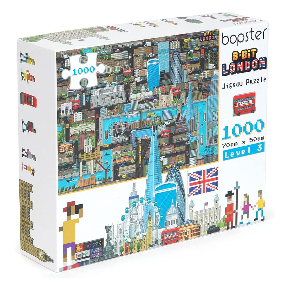 Bopster - city map Londen puzzel - 1000 stukjes - 70x50cm - geweldig 8-bit design - ontdek alle bekende gebouwen