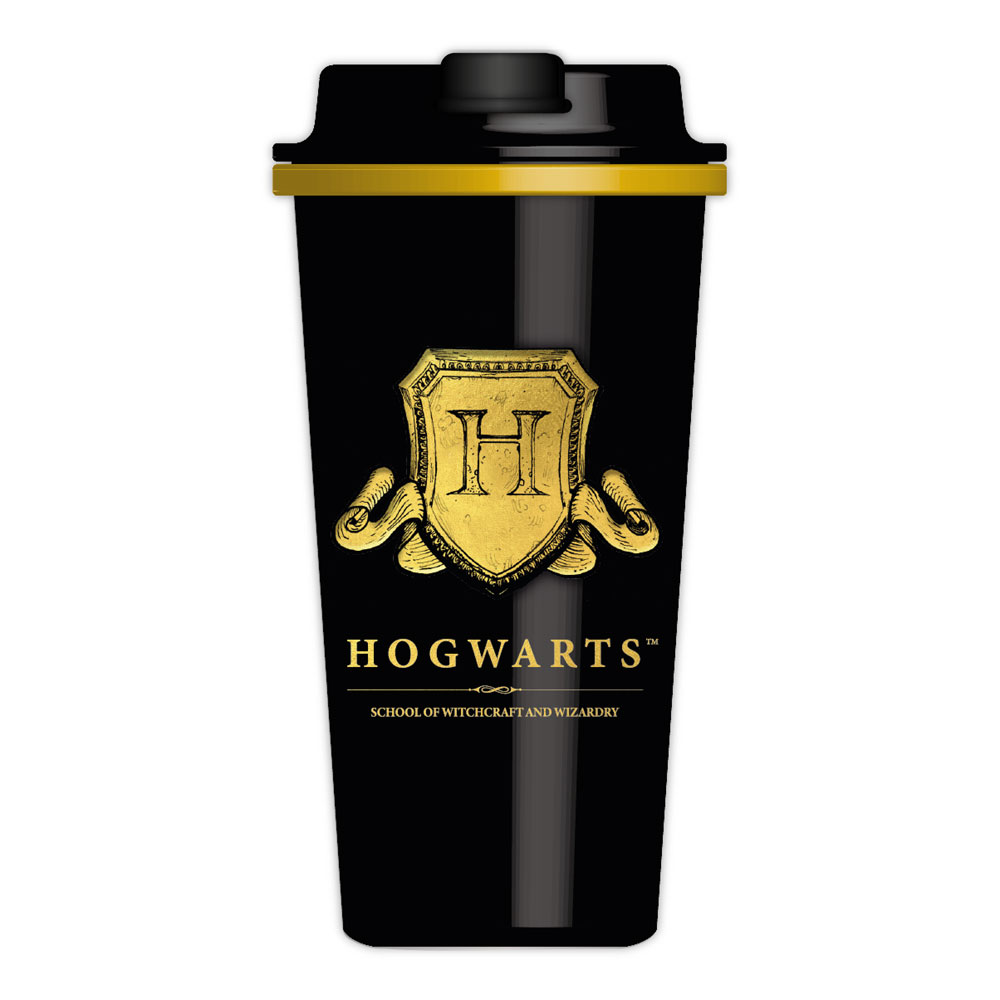 Harry Potter - Hogwarts - Thermische Reisbeker met Schroefdeksel - Geel en Zwart - 450ml