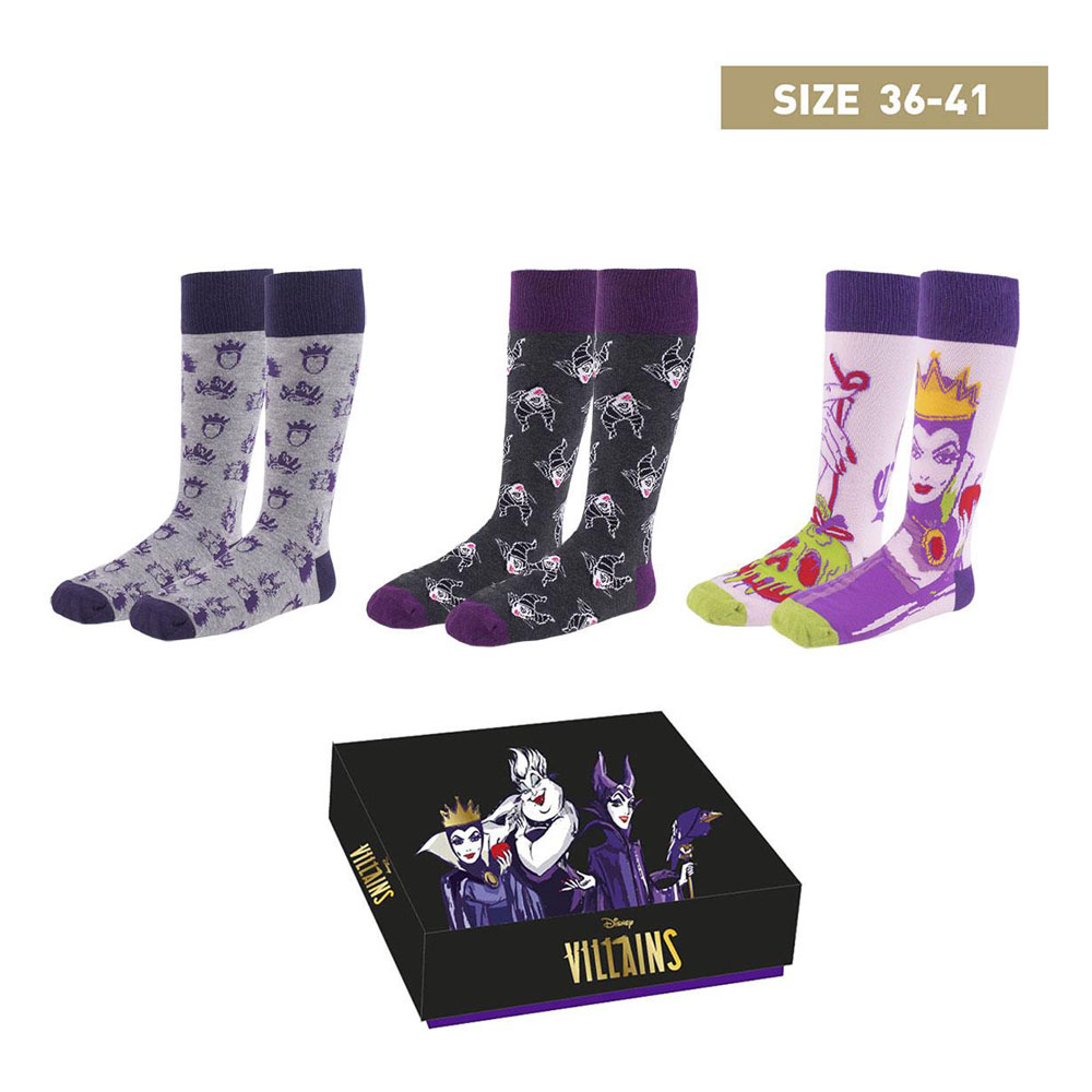 Cerdà - Disney Villains - gift box met 3 paar sokken - maat 36-41