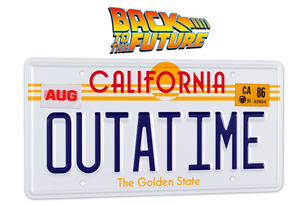 Back To The Future replika i 1/1 ´Outatime´ DeLorean nummerpladen