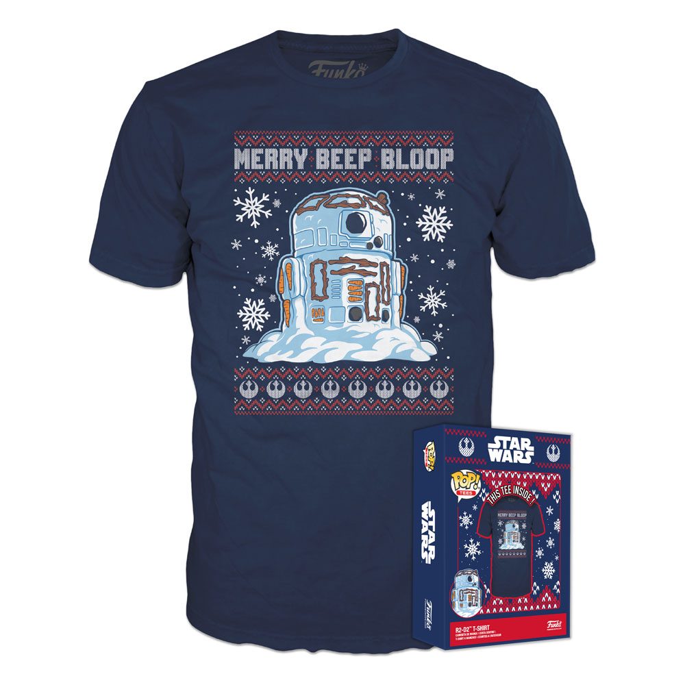 Star Wars Holiday POP! Tees T-Shirt R2-D2 Snowman Size M