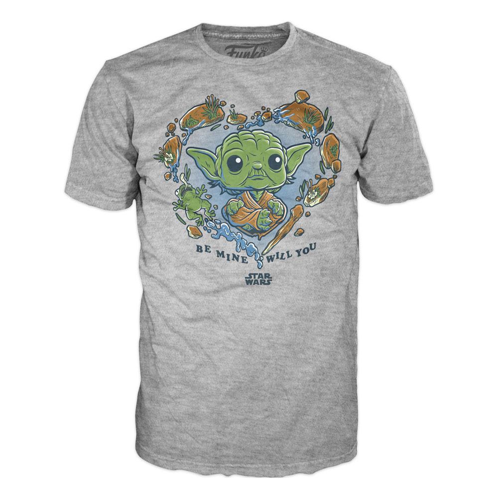 Funko Star Wars Heren Tshirt -L- POP! Loose Tees Be Mine Yoda Grijs