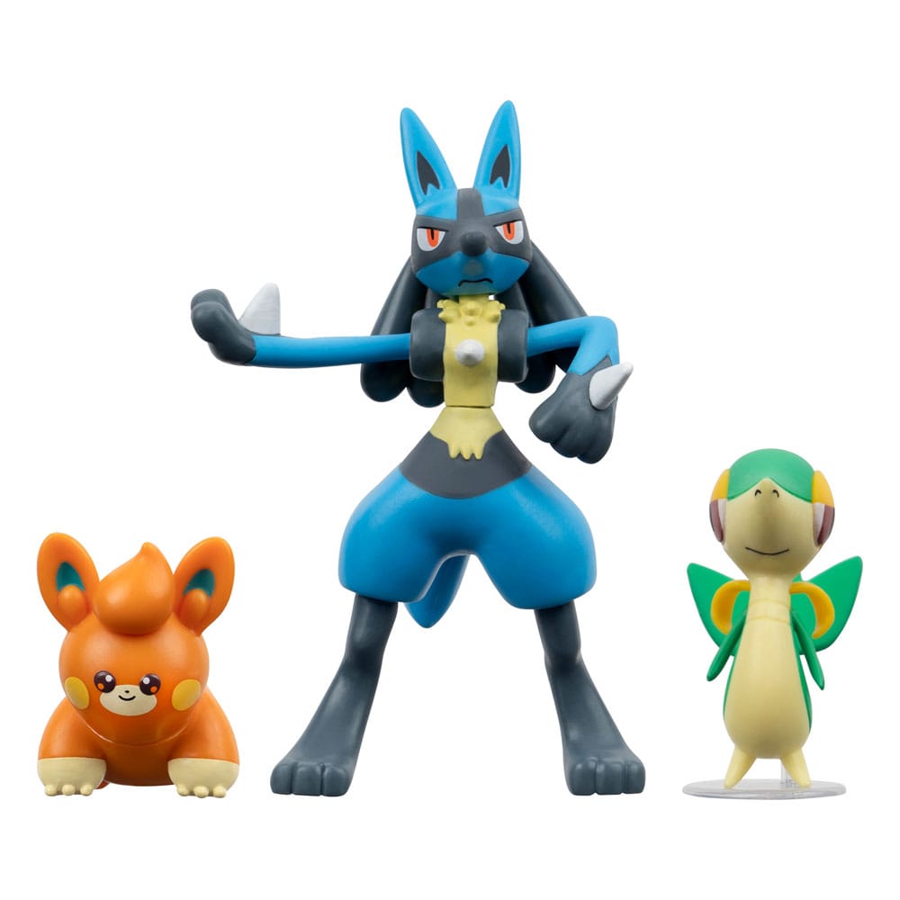 Pokémon Battle Figure Set 3-Pack Snivy, Pawmi, Lucario 5 cm