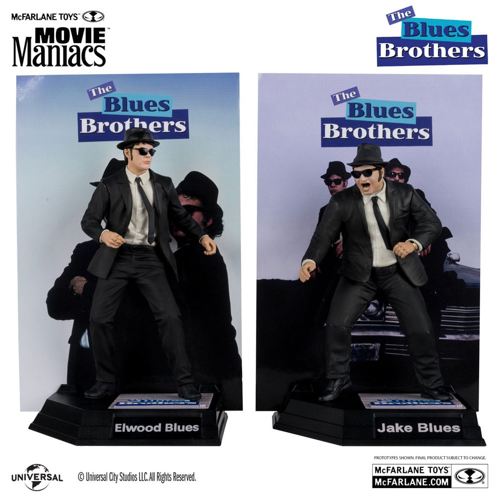 The Blues Brothers Movie Maniacs PVC Statue 2-Pack Jake & Elwood Blues (Gold Label) 15 cm