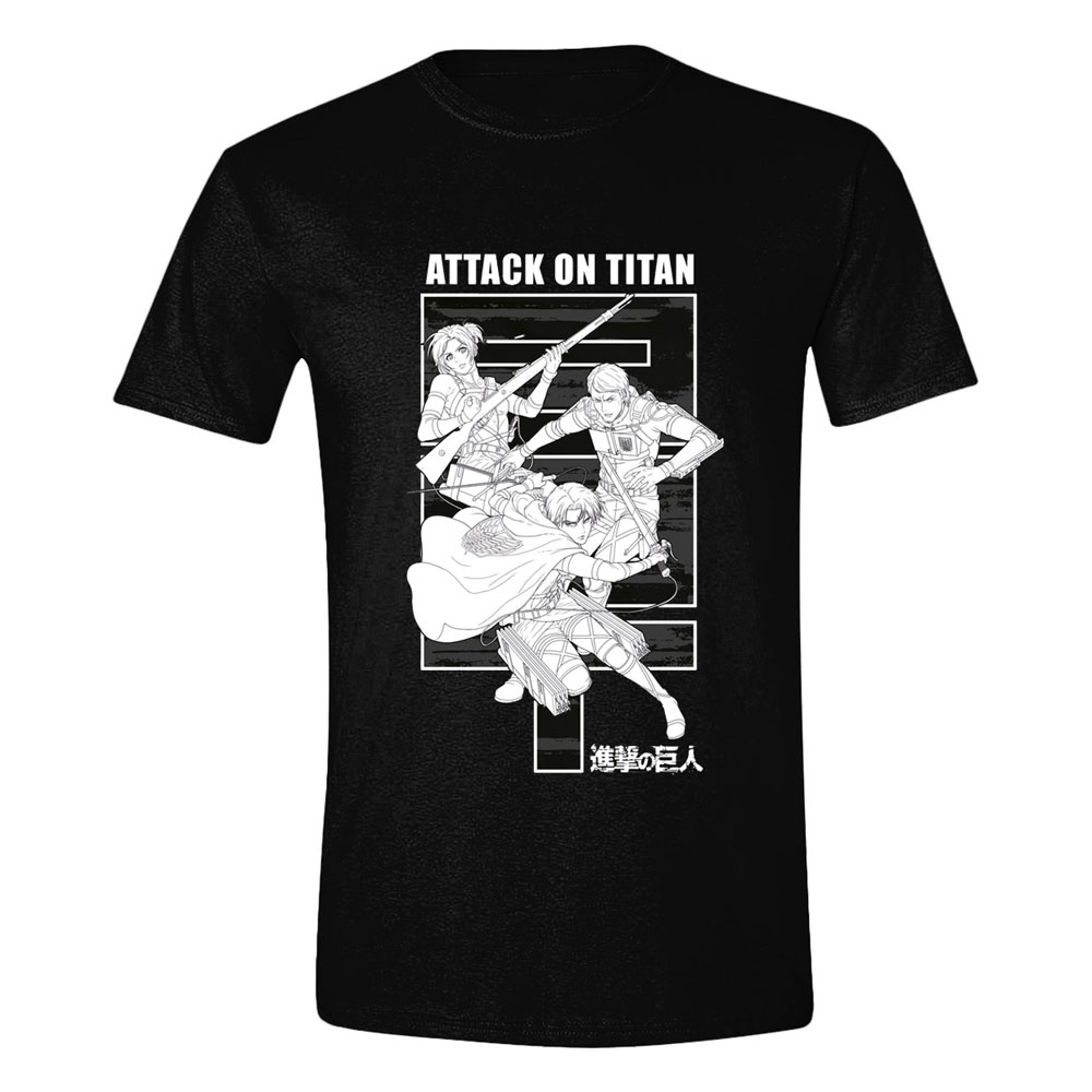 Attack on Titan -Monochrome Trio - T-Shirt Zwart - S