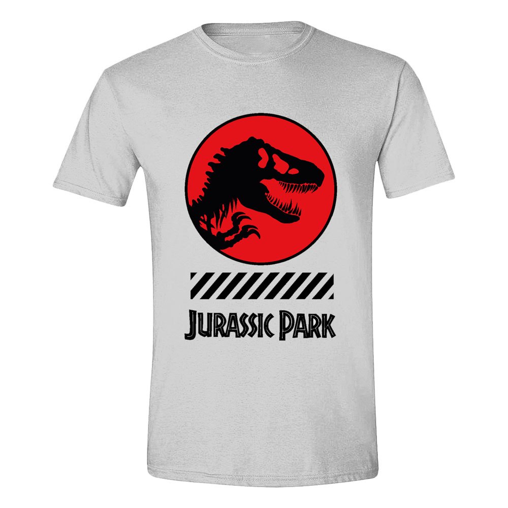 Jurassic Park Heren Tshirt -S- Circle T-Rex Warning Wit
