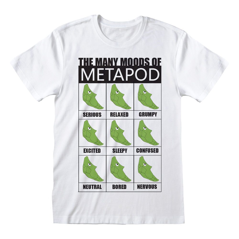 Pokémon t-shirt wit Many moods of Metapod - S