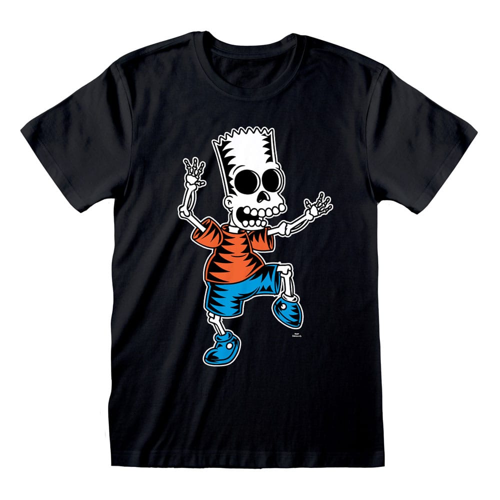 T-Shirt met Korte Mouwen The Simpsons Skeleton Bart Zwart Uniseks - S