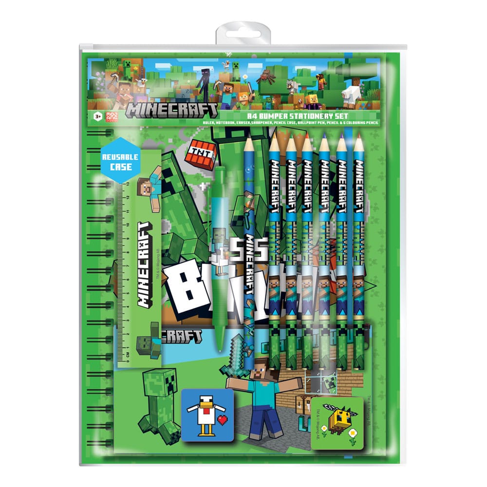 Minecraft 12-Piece Stationery Set A4 Bumper