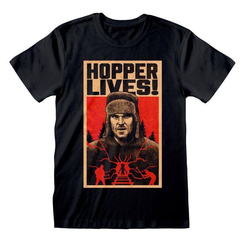 Stranger Things Heren Tshirt -XL- Hopper Lives Zwart