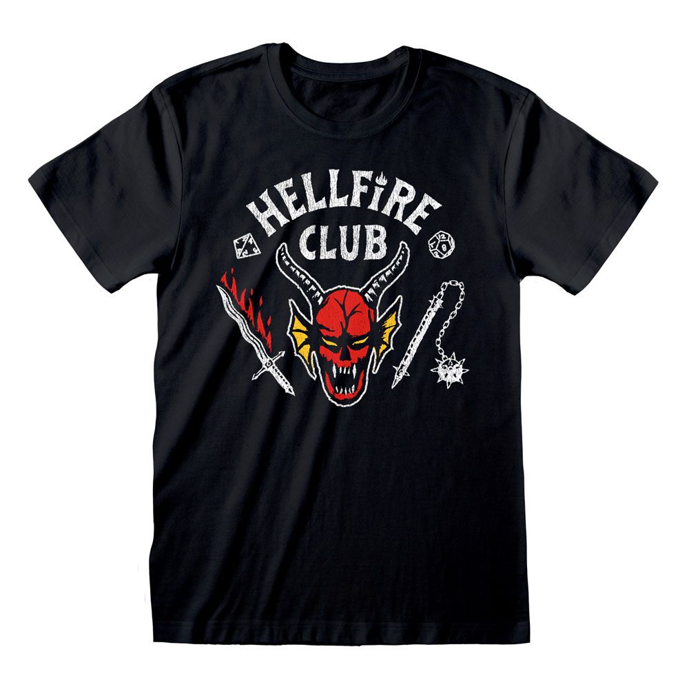 Stranger Things Heren Tshirt -L- Hellfire Club Logo Zwart