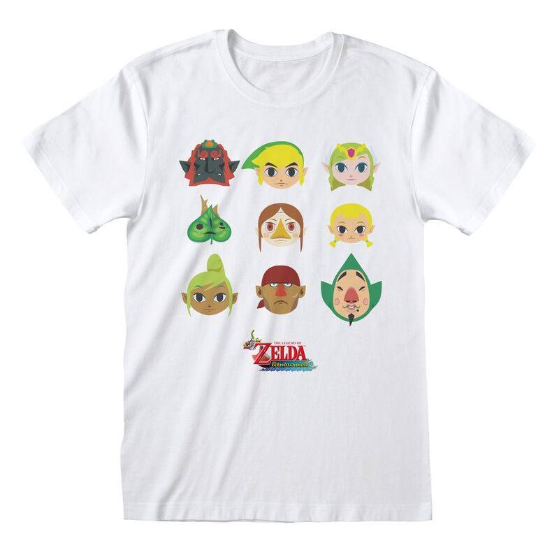 Nintendo The Legend Of Zelda Heren Tshirt -L- Wind Waker Faces Wit
